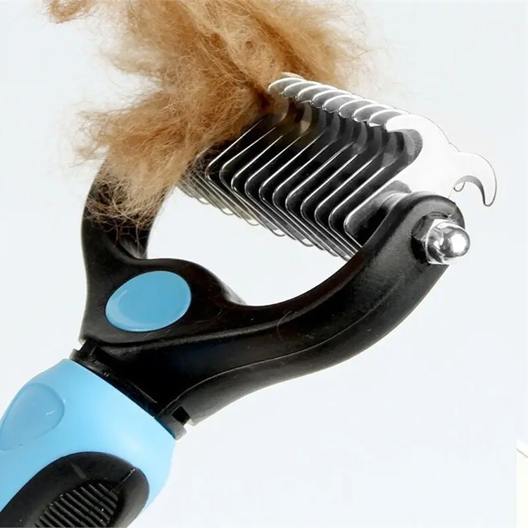 डबल साइडेड deshedding dematting ग्रूमिंग ब्रश कंघी