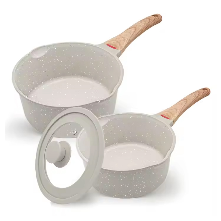 मिनी सूप पॉट नॉनस्टिक सॉसपैन सेट 1.5qt और 1.8qt सॉस पैन